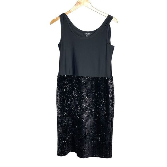BLACK Sequin Dress with Chiffon overlay top - Picture 8 of 12